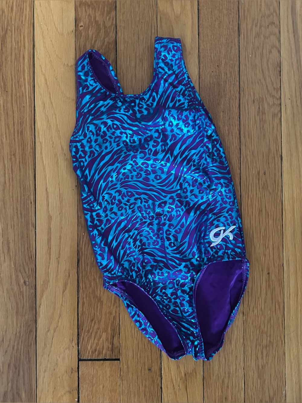 GK Girls Blue & Purple Animal-Print One-Piece Leo in Child Small